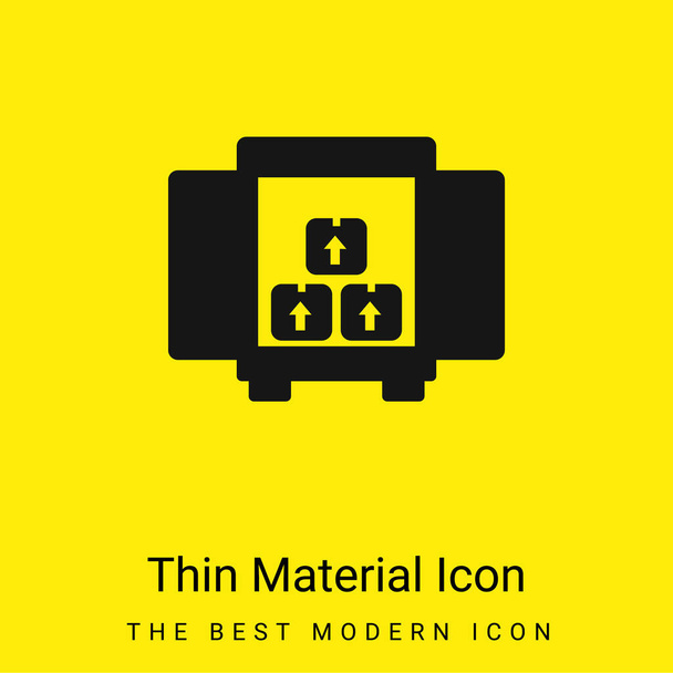 Dobozok Tárolás Szállítás belül egy teherautó doboz hátulról Tekintse meg a minimális fényes sárga anyag ikon - Vektor, kép