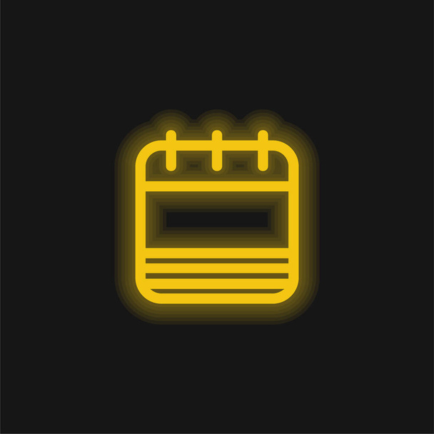 ストライプ付き空白のカレンダーページ黄色の輝くネオンアイコン - ベクター画像