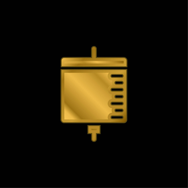 Transfusão de sangue banhado a ouro ícone metálico ou vetor logotipo - Vetor, Imagem