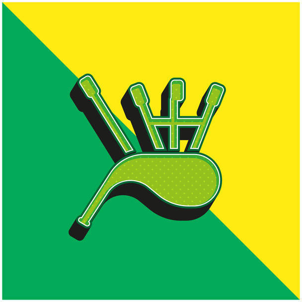 Bagpipes Groen en geel modern 3D vector icoon logo - Vector, afbeelding