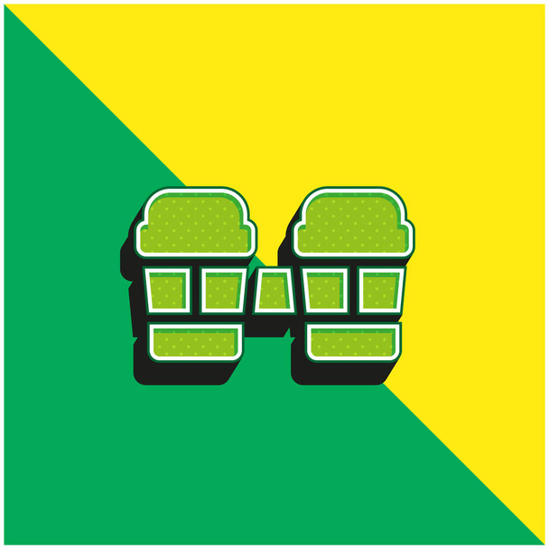 Bongos Vihreä ja keltainen moderni 3d vektori kuvake logo - Vektori, kuva