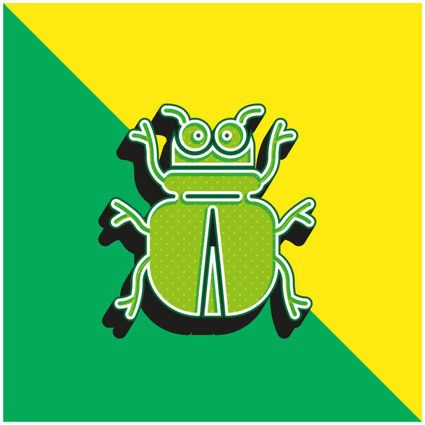 Жук зелений і жовтий сучасний 3d векторний логотип ікони - Вектор, зображення