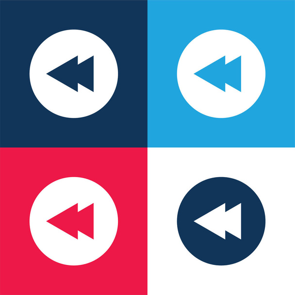 Backward blue and red four color minimal icon set - Vector, Image