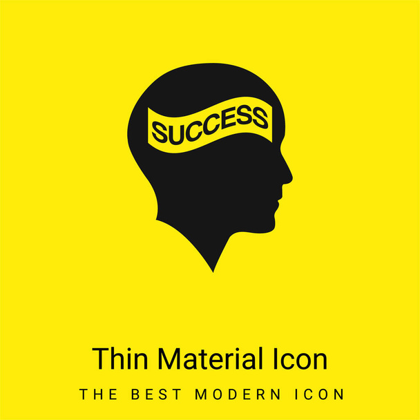 Kopasz fej sikerrel zászló minimális fényes sárga anyag ikon - Vektor, kép