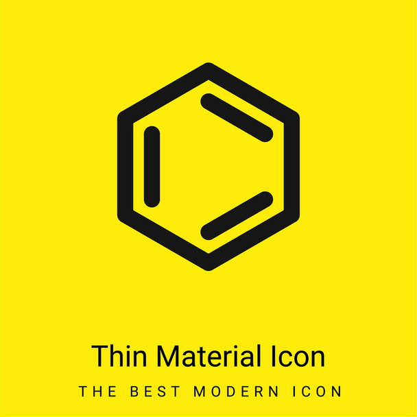 Benceno mínimo icono de material amarillo brillante - Vector, Imagen