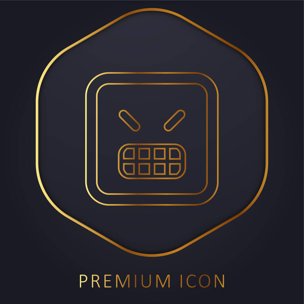Angry Emoticon Square Arc arany vonal prémium logó vagy ikon - Vektor, kép