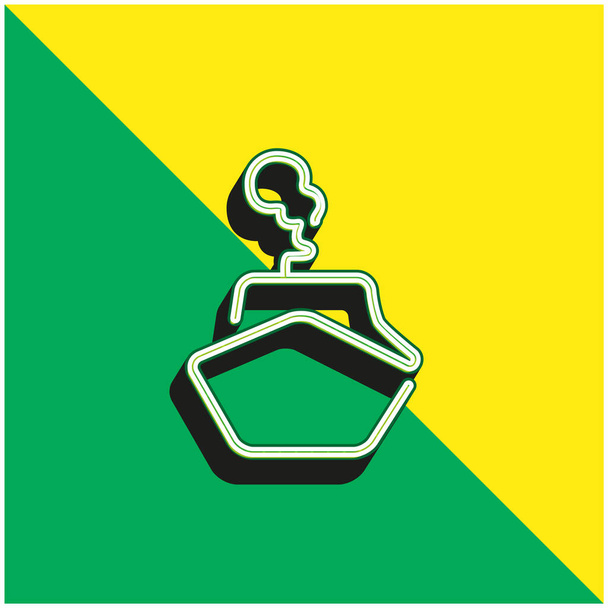 Περίγραμμα σκάφους Πράσινο και κίτρινο σύγχρονο 3d διάνυσμα εικονίδιο λογότυπο - Διάνυσμα, εικόνα