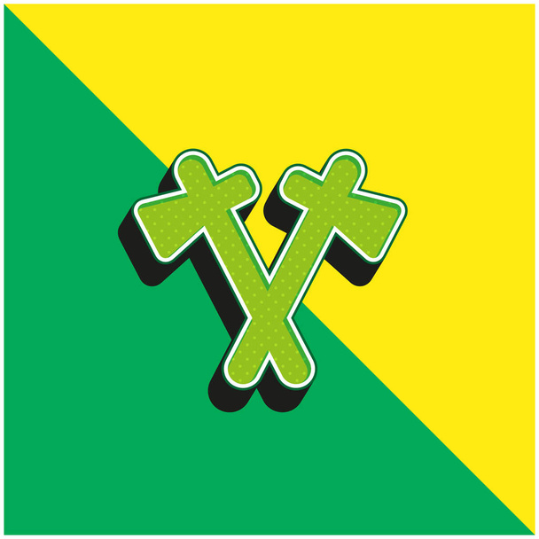 軸緑と黄色の現代的な3Dベクトルアイコンのロゴ - ベクター画像