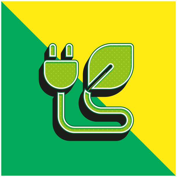 Bio Energy Logo vectoriel 3D moderne vert et jaune - Vecteur, image