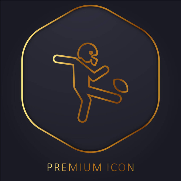American Football Player Kicking The Ball golden line premium logo or icon - Vector, Image