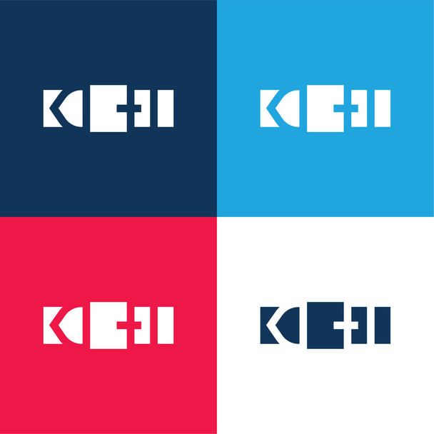 Öv kék és piros négy szín minimális ikon készlet - Vektor, kép