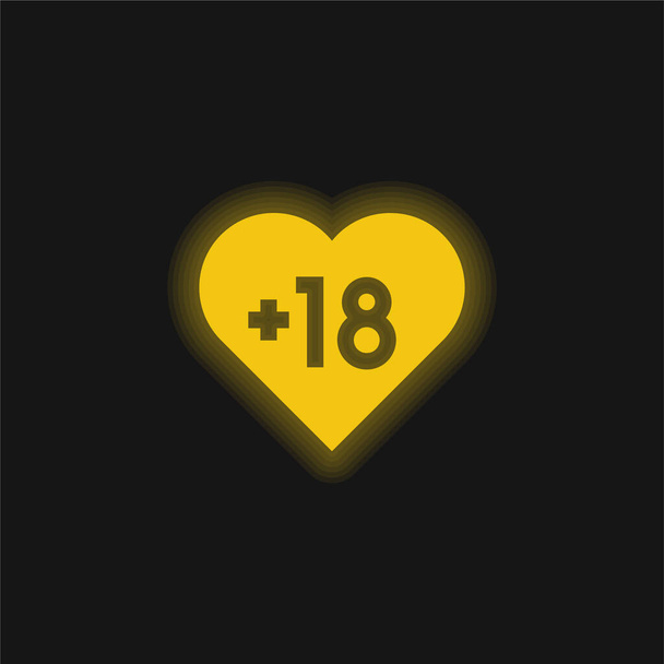 Felnőtt sárga izzó neon ikon - Vektor, kép