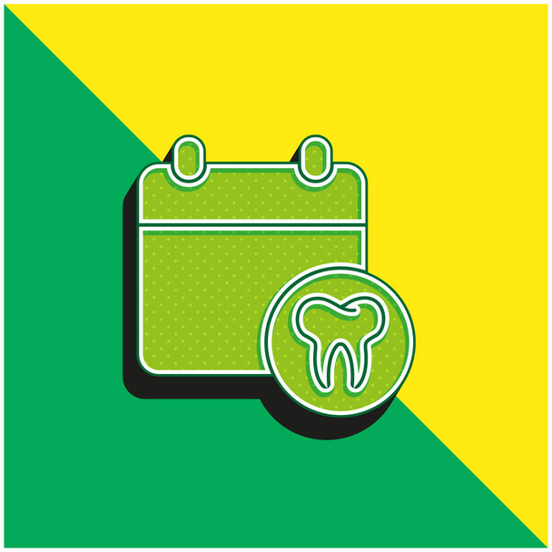 Ραντεβού Πράσινο και κίτρινο σύγχρονο 3d vector icon λογότυπο - Διάνυσμα, εικόνα