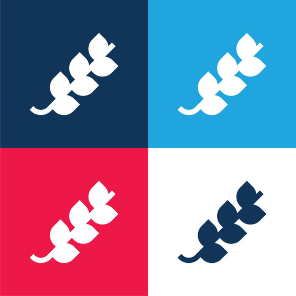 Branch blue and red four color minimal icon set - Vector, Image