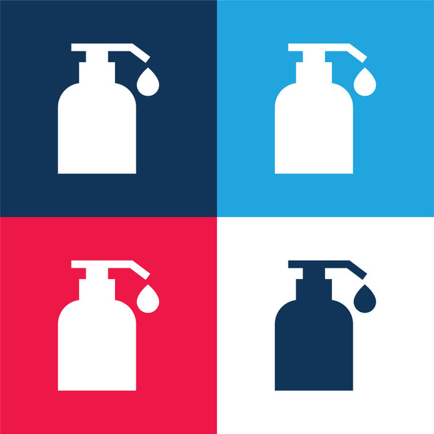 Body Oil modrá a červená čtyři barvy minimální ikona nastavena - Vektor, obrázek