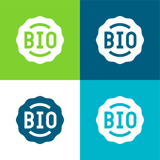 Bio Flat четыре цвета минимальный набор значков - Вектор,изображение