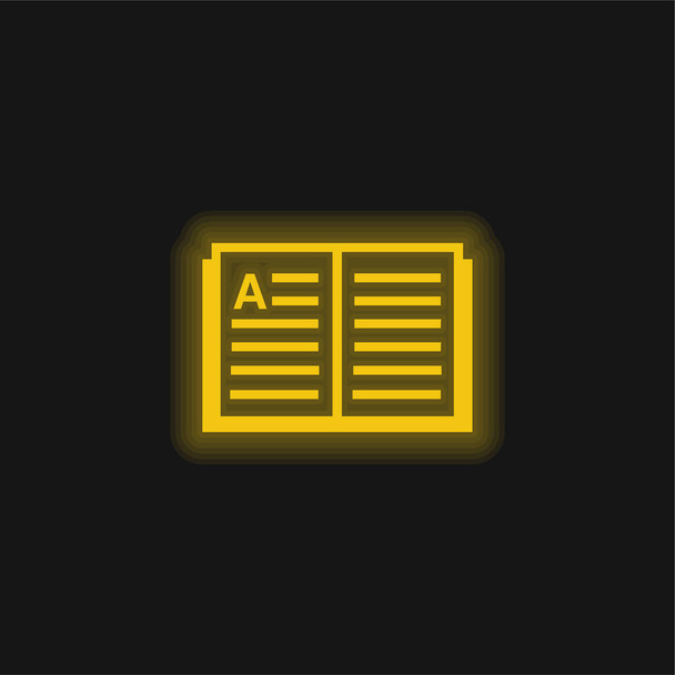 Book yellow glowing neon icon - Vector, Image