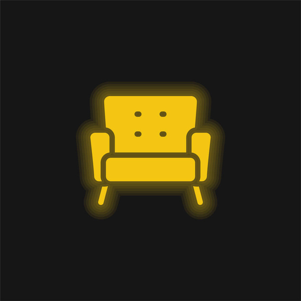 Nojatuoli keltainen hehkuva neon kuvake - Vektori, kuva
