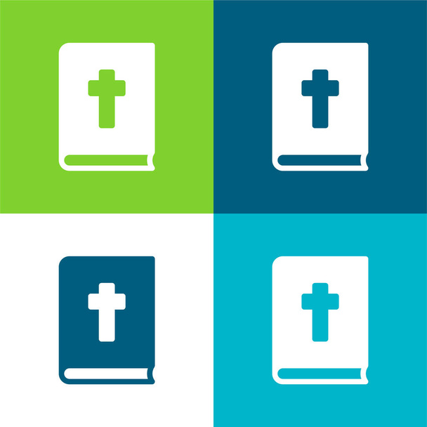 Biblia lapos négy szín minimális ikon készlet - Vektor, kép