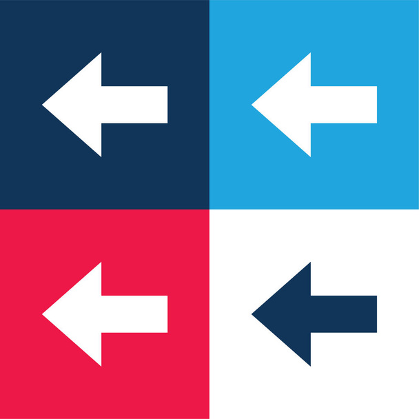 Hátsó kék és piros négy szín minimális ikon készlet - Vektor, kép