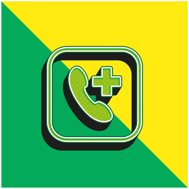 Adicionar Chamada Verde e amarelo moderno logotipo vetor 3d ícone - Vetor, Imagem