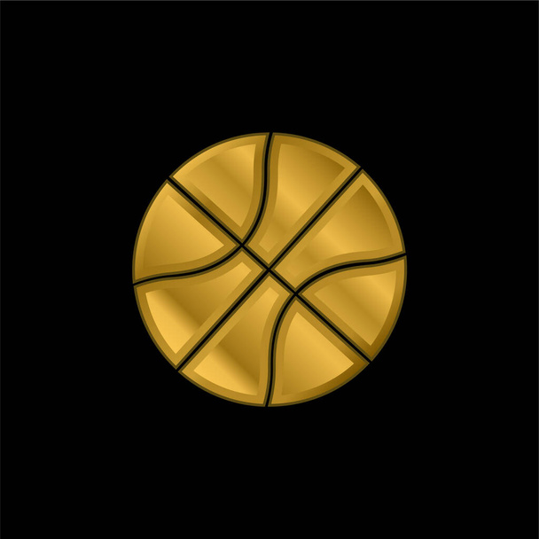 バスケットボールシルエットゴールドメッキ金属アイコンやロゴベクトル - ベクター画像