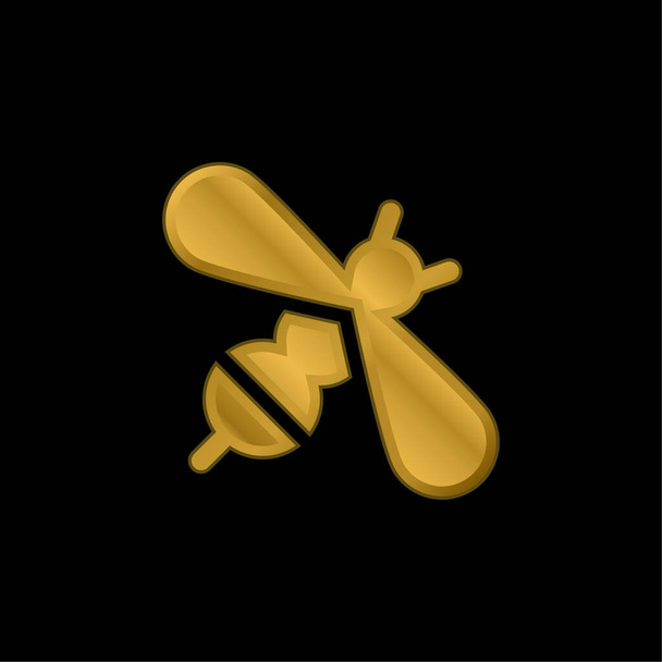Bijen verguld metalic icoon of logo vector - Vector, afbeelding
