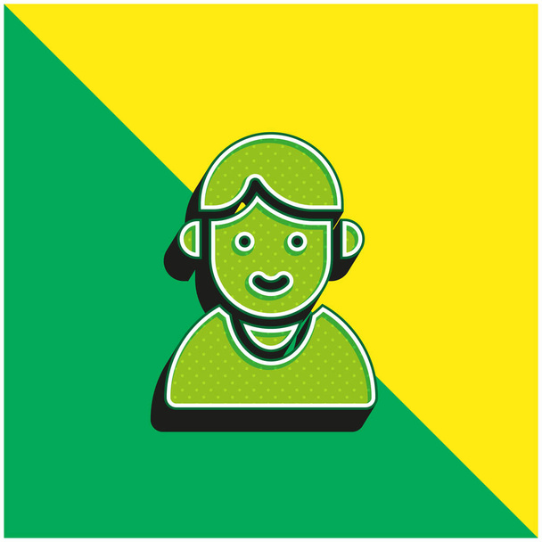 Boy Zöld és sárga modern 3D vektor ikon logó - Vektor, kép