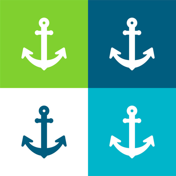 Big Anchor Set di icone minime piatte a quattro colori - Vettoriali, immagini