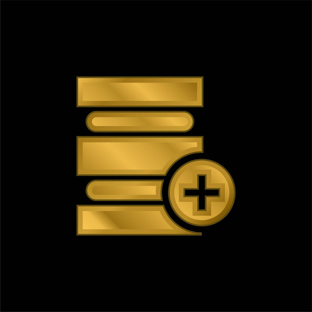 Arany bevonatú fém ikon vagy logó vektor hozzáadása - Vektor, kép