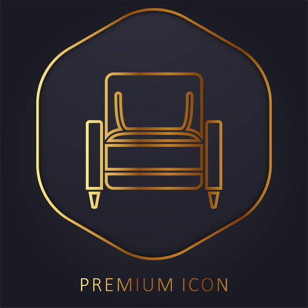 Sillón línea dorada logotipo premium o icono - Vector, Imagen