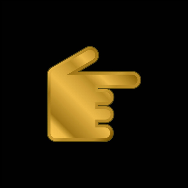 Черный цвет, указывающий направо на золотую металлическую икону или логотип - Вектор,изображение