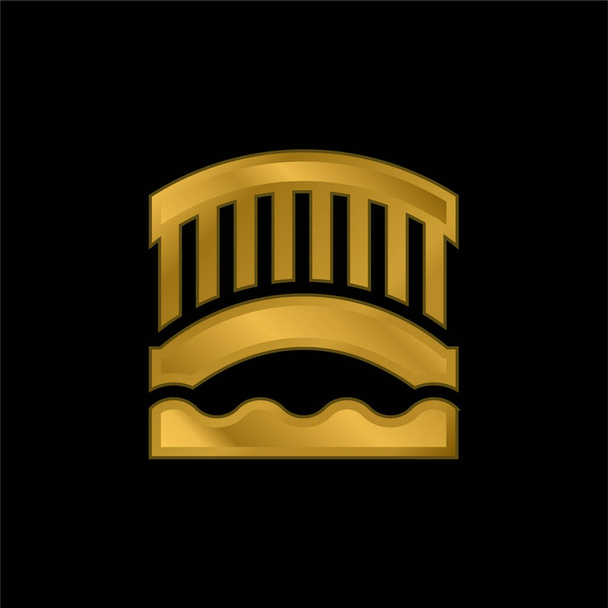 Ponte banhado a ouro ícone metálico ou vetor logotipo - Vetor, Imagem