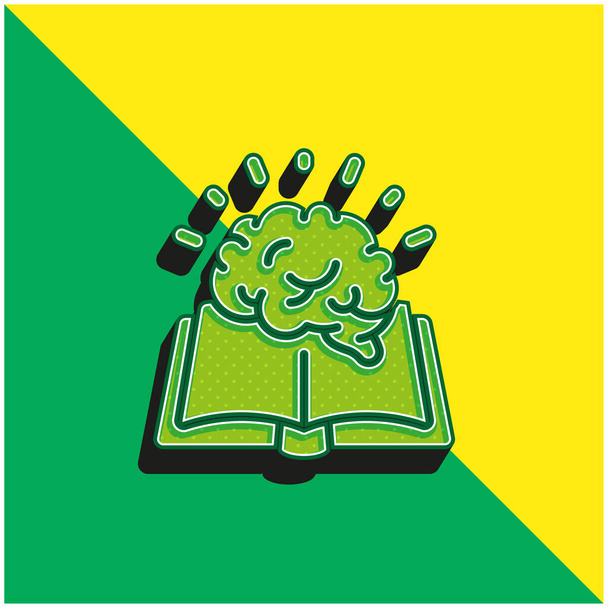 Kniha Zelená a žlutá moderní 3D vektorové logo ikony - Vektor, obrázek