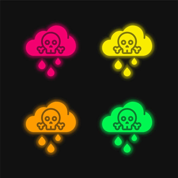 Kwaśny Deszcz cztery kolory świecące neon wektor ikona - Wektor, obraz