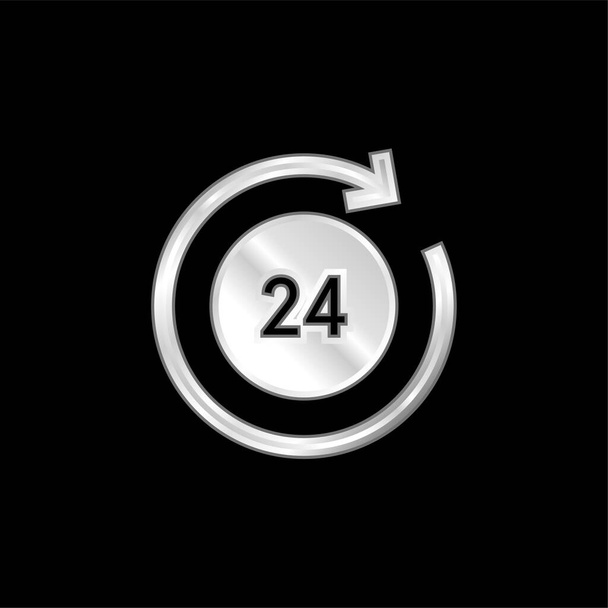 24 Godziny posrebrzana ikona metaliczna - Wektor, obraz