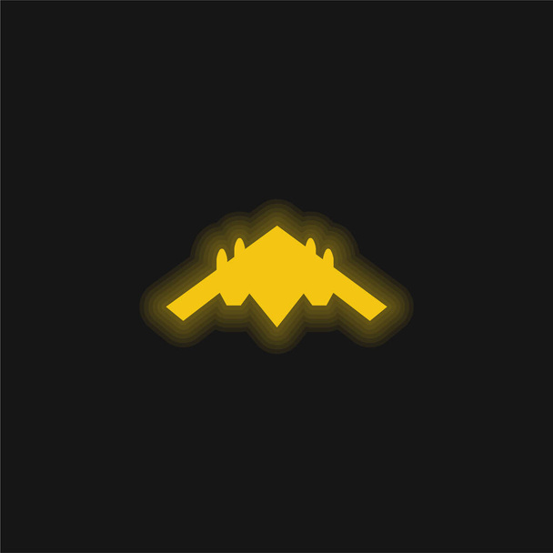 Airplane Black Silhouette yellow glowing neon icon - Vector, Image