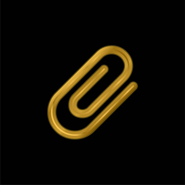 Adjunte el símbolo de interfaz de Diagonal Paperclip Tool chapado en oro icono metálico o vector de logotipo - Vector, Imagen