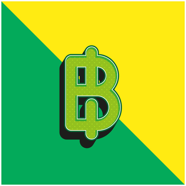 Baht Zöld és sárga modern 3D vektor ikon logó - Vektor, kép