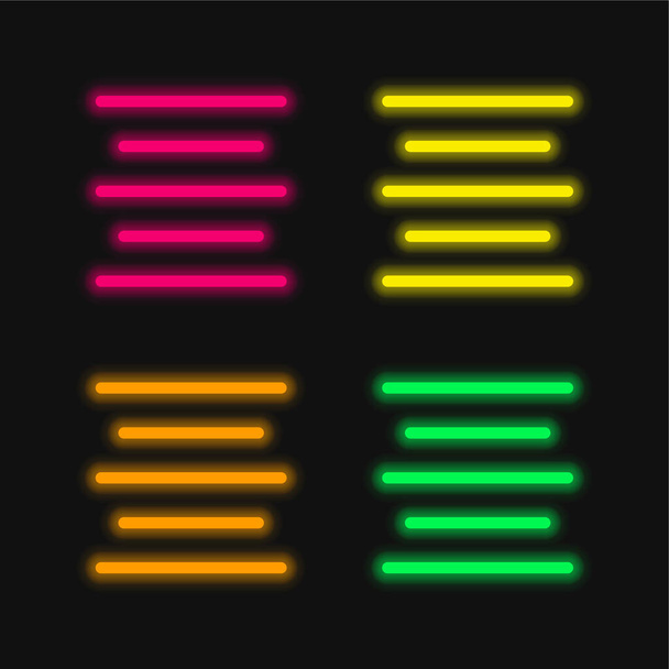 Aligner l'icône vectorielle néon éclatante à quatre couleurs du centre - Vecteur, image