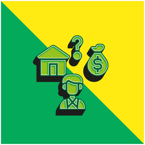 Logo moderno economico dell'icona vettoriale 3d verde e giallo - Vettoriali, immagini