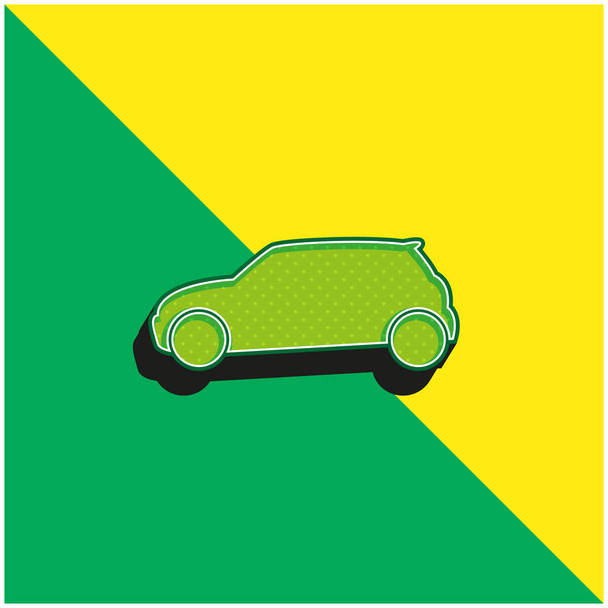 ブラックカーサイドビュー緑と黄色のモダンな3Dベクトルアイコンのロゴ - ベクター画像