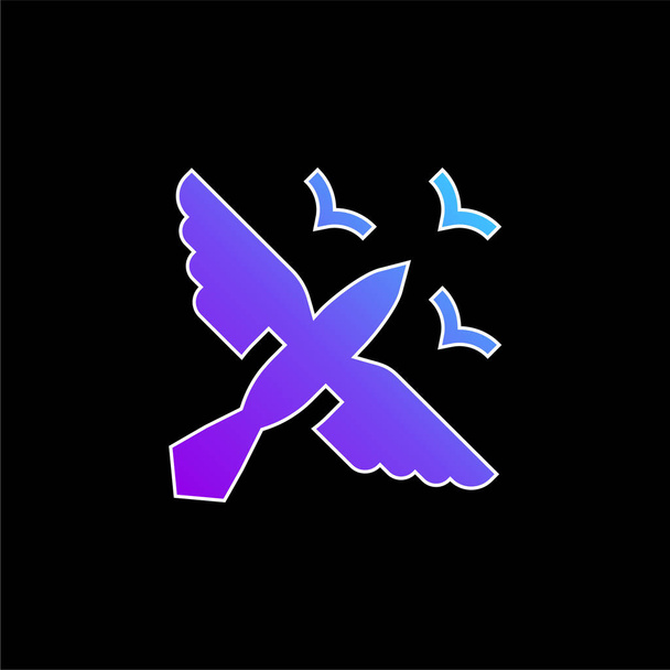 Ícone de vetor gradiente azul pássaros - Vetor, Imagem