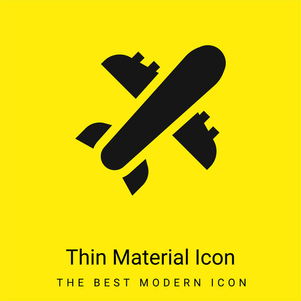 Avión mínimo icono de material amarillo brillante - Vector, Imagen