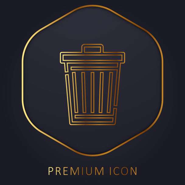 Bin línea dorada logotipo premium o icono - Vector, Imagen