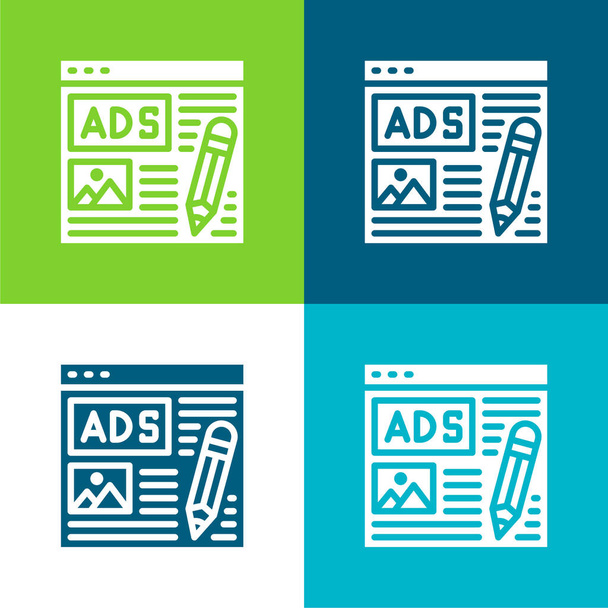 Publicidade Conjunto de ícones mínimos de quatro cores - Vetor, Imagem