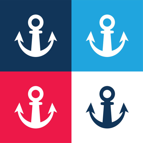 Anchor Programing Tool Symbol blue and red four color minimal icon set - Vector, Image