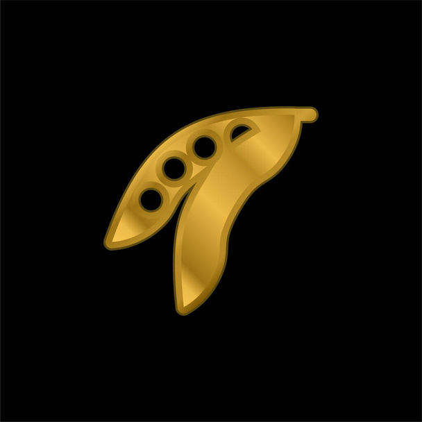 Frijoles chapado en oro icono metálico o logo vector - Vector, Imagen