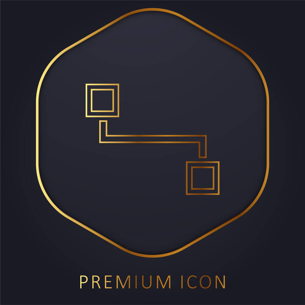 Esquemas de bloques de dos cuadrados Esquemas de línea dorada logotipo premium o icono - Vector, imagen