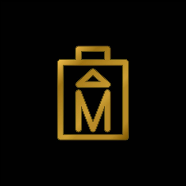 Battery Outline gold plated metalic icon or logo vector - Vector, Image